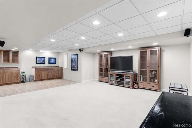 6241 Sapphire Ct, Grand Blanc, MI 48439 - living room featuring recessed lighting, light colored carpet, and baseboards