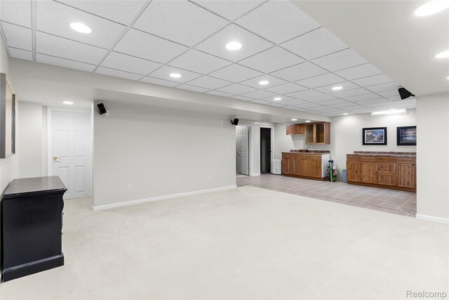 6241 Sapphire Ct, Grand Blanc, MI 48439 - unfurnished living room featuring light carpet, baseboards, and recessed lighting