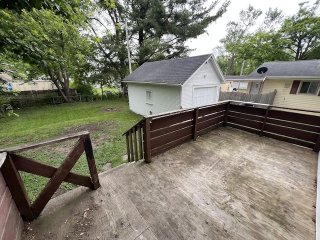 937 S Holmes St, Lansing, MI 48912 - wooden deck with an outdoor structure and a garage