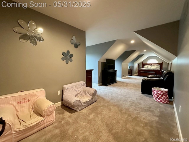 52006 Finch Ct, Shelby Twp, MI 48315 - cinema featuring vaulted ceiling, carpet, and baseboards