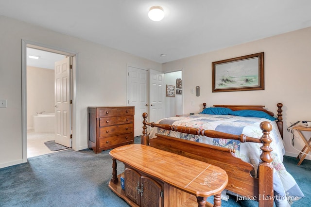 5777 N Broadway, Freeport, MI 49325 - carpeted bedroom with baseboards and connected bathroom