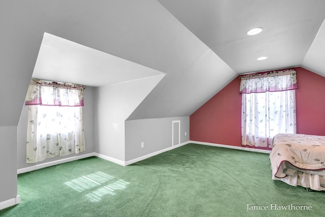 5777 N Broadway, Freeport, MI 49325 - additional living space with healthy amount of natural light, vaulted ceiling, baseboards, and carpet flooring