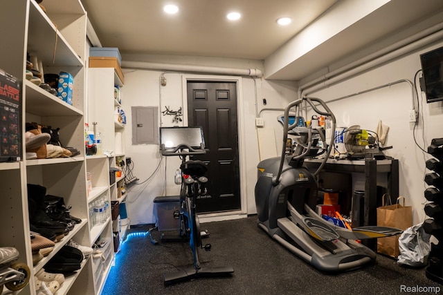 4241 Schaefer Rd, Dearborn, MI 48126 - exercise room with electric panel and recessed lighting