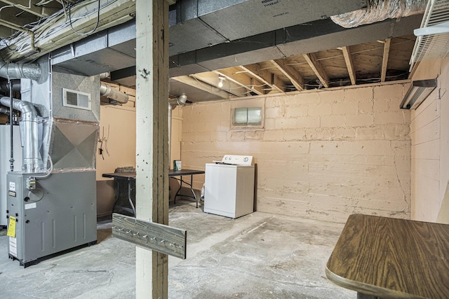 205 Corinne St SW, Grand Rapids, MI 49507 - unfinished basement featuring washer / dryer and heating unit