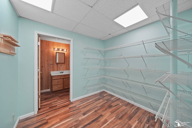 214 Roosevelt St, Dundee, MI 48131 - walk in closet with wood finished floors and a drop ceiling