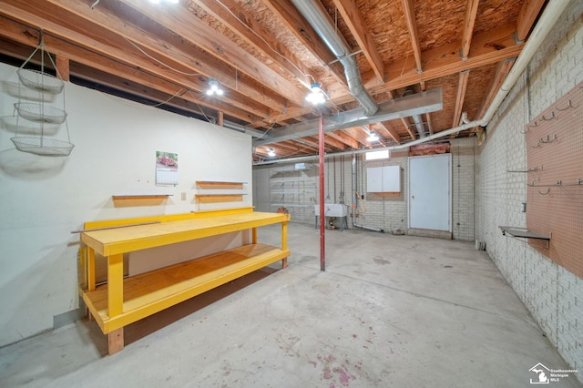 214 Roosevelt St, Dundee, MI 48131 - unfinished basement featuring a sink and a workshop area