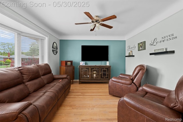 25305 Ursuline St, Saint Clair Shores, MI 48081 - living room with a ceiling fan and light wood-type flooring