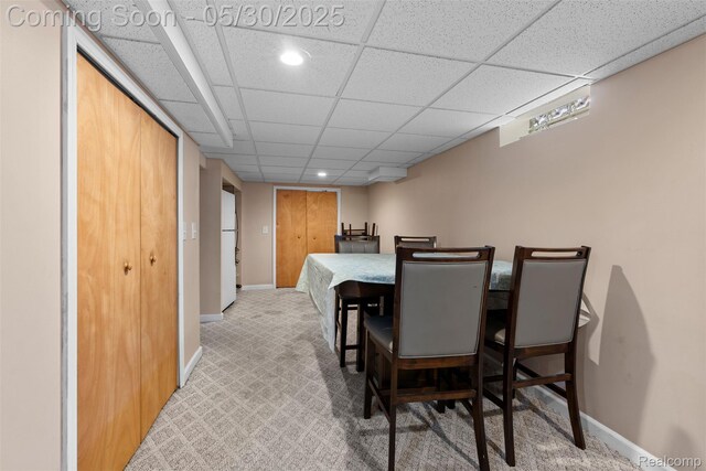 25305 Ursuline St, Saint Clair Shores, MI 48081 - dining room with baseboards, a drop ceiling, and recessed lighting
