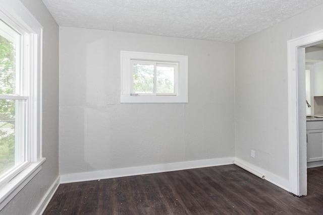 1226 Shakespeare Ave, Kalamazoo, MI 49001 - spare room with dark wood-style floors, a textured ceiling, and baseboards