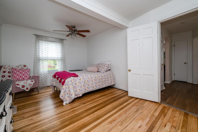 2630 Willa Dr, Saint Joseph, MI 49085 - bedroom featuring light wood-style floors, ornamental molding, and ceiling fan