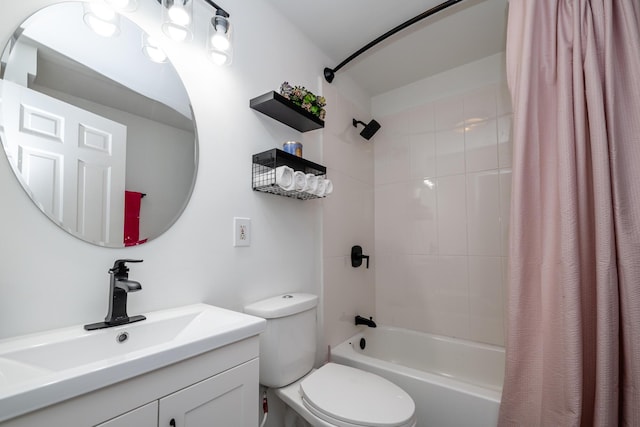 2630 Willa Dr, Saint Joseph, MI 49085 - bathroom featuring shower / bathtub combination with curtain, toilet, and vanity