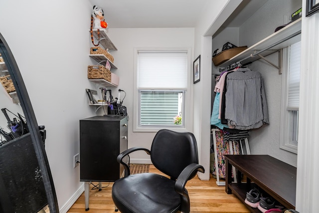 2630 Willa Dr, Saint Joseph, MI 49085 - home office with wood finished floors and baseboards