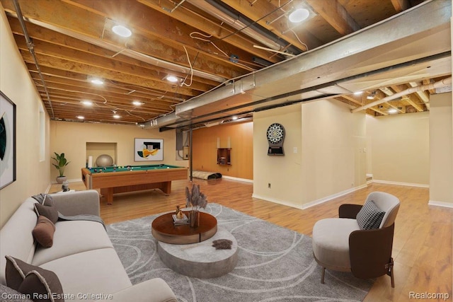 2941 Yosemite Dr, Orion, MI 48360 - playroom with billiards, wood finished floors, and baseboards