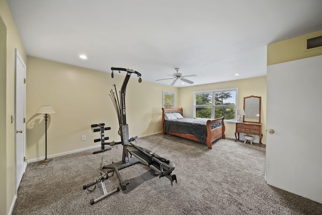 9428 Talladay Rd, Willis, MI 48191 - bedroom featuring carpet floors, ceiling fan, recessed lighting, and baseboards