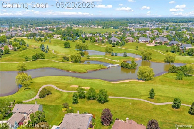 22858 Saint George Cir S, Lyon, MI 48178 - aerial perspective of suburban area with a large body of water and a local golf course
