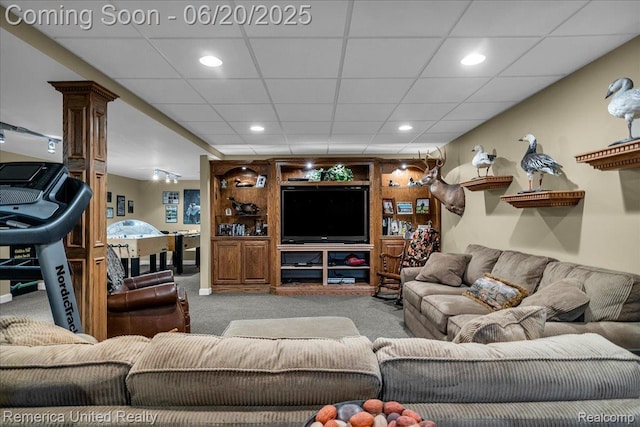 22858 Saint George Cir S, Lyon, MI 48178 - carpeted living room featuring recessed lighting and a drop ceiling