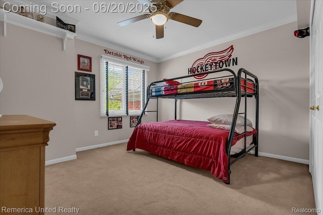 22858 Saint George Cir S, Lyon, MI 48178 - carpeted bedroom featuring ornamental molding and a ceiling fan