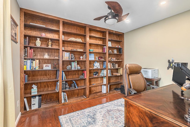764 Allen Rd, Milan, MI 48160 - home office featuring wood finished floors, ceiling fan, and recessed lighting
