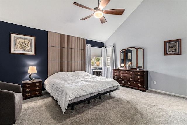 764 Allen Rd, Milan, MI 48160 - carpeted bedroom with lofted ceiling, ceiling fan, and baseboards