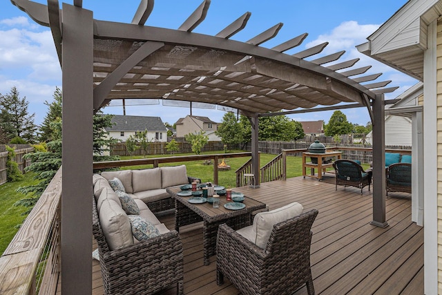764 Allen Rd, Milan, MI 48160 - wooden terrace with a pergola and outdoor lounge area