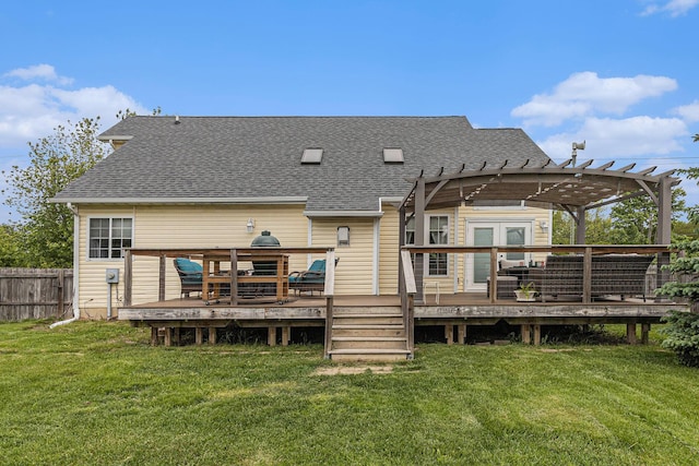 764 Allen Rd, Milan, MI 48160 - rear view of property with a pergola, roof with shingles, and a deck