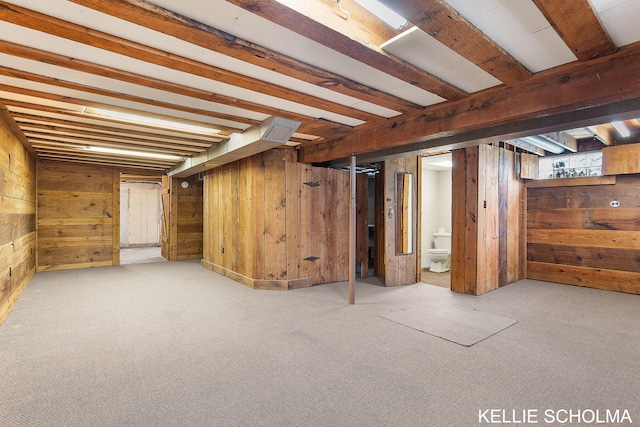 226 Palms St SW, Grand Rapids, MI 49548 - below grade area with wooden walls and carpet