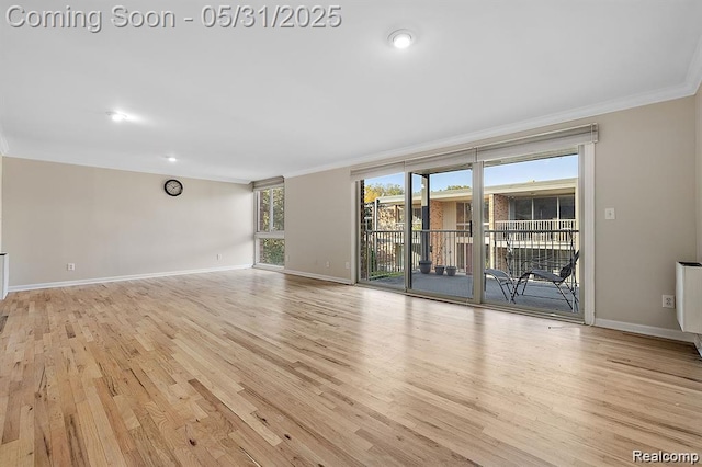 4041 W Maple Rd Apt 204, Bloomfield Hills, MI 48301 - unfurnished room with crown molding, light wood-style floors, and baseboards