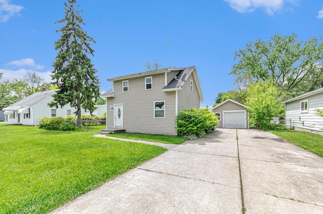 12023 Norborne, Redford, MI 48239 - view of side of property featuring a detached garage, an outdoor structure, a yard, and driveway