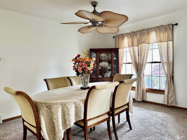 6757 Lockmill Rd, Temperance, MI 48182 - dining room with carpet flooring, baseboards, and a ceiling fan