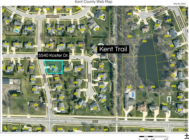 5540 Koster Dr SW, Wyoming, MI 49418 - aerial map of property and surrounding area with property parcel outlined