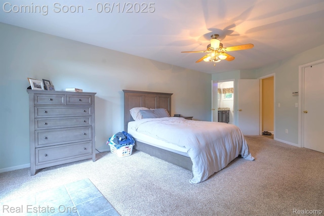 39888 Brylor, Clinton Township, MI 48038 - bedroom featuring light colored carpet, ceiling fan, and baseboards