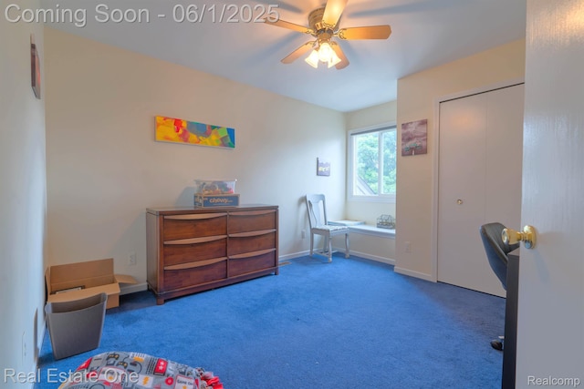 39888 Brylor, Clinton Township, MI 48038 - carpeted bedroom featuring a ceiling fan, baseboards, and a closet