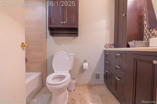 39888 Brylor, Clinton Township, MI 48038 - bathroom with vanity, toilet, tasteful backsplash, baseboards, and shower / bathtub combination
