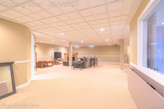 39888 Brylor, Clinton Township, MI 48038 - carpeted living area featuring baseboards and recessed lighting