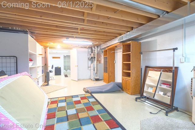 39888 Brylor, Clinton Township, MI 48038 - unfinished below grade area with heating unit and concrete block wall