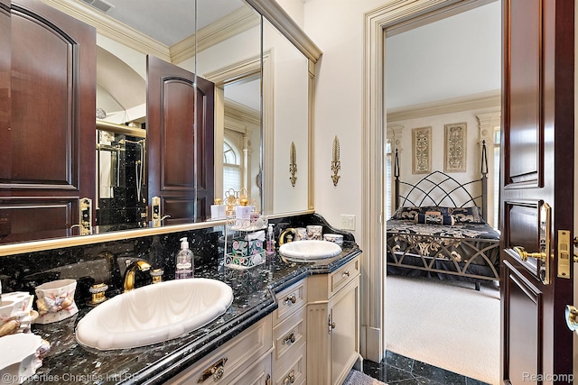 975 Sunningdale Dr, Bloomfield Hills, MI 48302 - ensuite bathroom featuring double vanity and ornamental molding