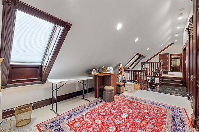 975 Sunningdale Dr, Bloomfield Hills, MI 48302 - office area featuring baseboards and lofted ceiling