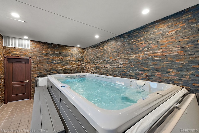 975 Sunningdale Dr, Bloomfield Hills, MI 48302 - misc room featuring recessed lighting, a hot tub, and light tile patterned floors