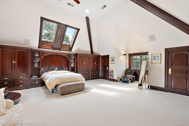 975 Sunningdale Dr, Bloomfield Hills, MI 48302 - bedroom with high vaulted ceiling, carpet flooring, and baseboards