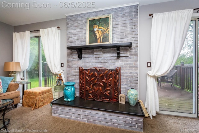 1975 Chancery Dr, Troy, MI 48085 - living area featuring carpet flooring and a fireplace