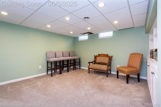 1975 Chancery Dr, Troy, MI 48085 - living area with carpet floors, baseboards, recessed lighting, and a paneled ceiling