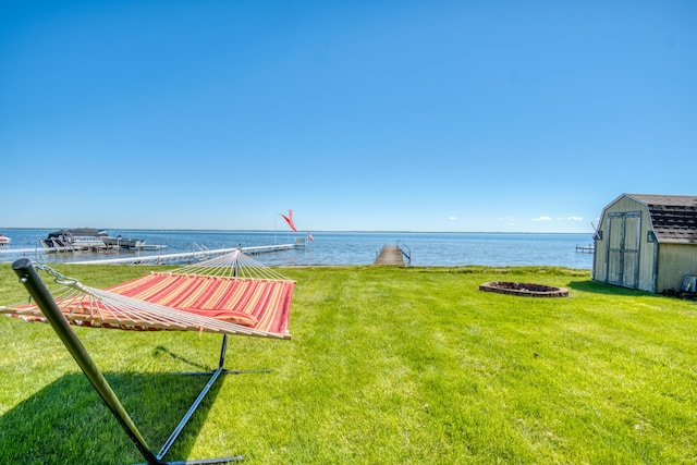 6132 W Houghton Lake Dr, Houghton Lake, MI 48629 - view of green lawn with a water view