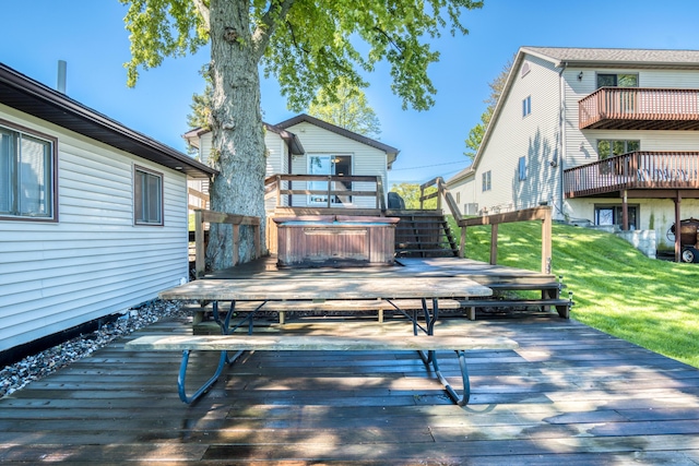 6132 W Houghton Lake Dr, Houghton Lake, MI 48629 - wooden terrace featuring a lawn