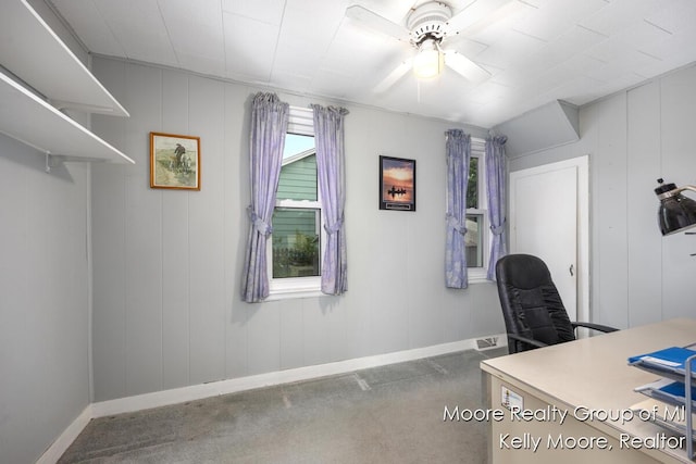 607 E Coffren St, Greenville, MI 48838 - office space featuring ceiling fan, baseboards, and carpet floors