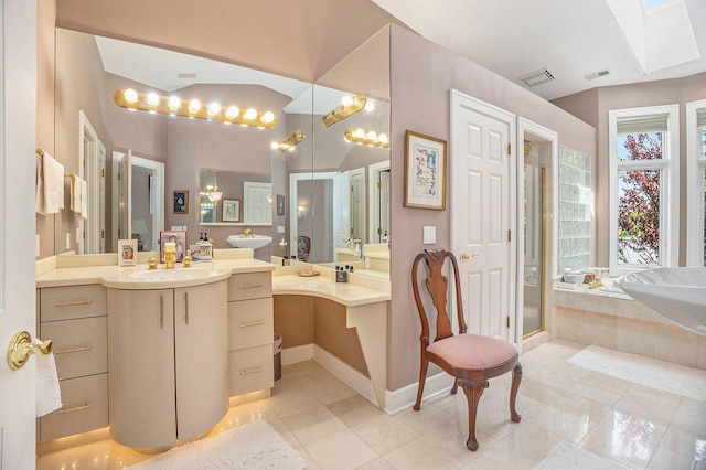 15919 Orchard Point Dr, Spring Lake, MI 49456 - full bath with a bath, tile patterned floors, vanity, and baseboards