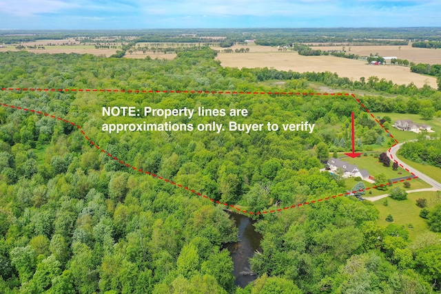 13881 Rivercrest Dr, White Pigeon, MI 49099 - view of rural area featuring property boundaries highlighted and a heavily wooded area