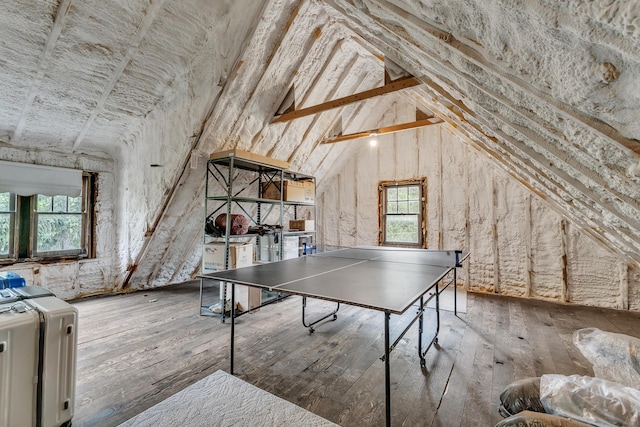 2486 Whitmore Lake Rd, Ann Arbor, MI 48105 - playroom featuring plenty of natural light, lofted ceiling, and wood-type flooring