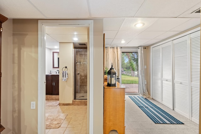 1403 Joseph St, Jackson, MI 49202 - hallway with light tile patterned floors and recessed lighting