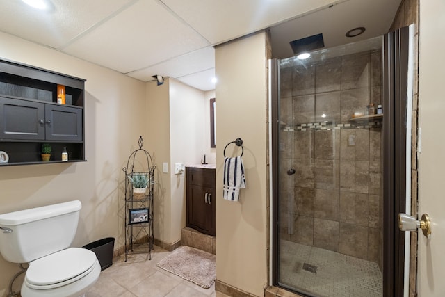 1403 Joseph St, Jackson, MI 49202 - full bath with toilet, a shower stall, tile patterned floors, vanity, and baseboards