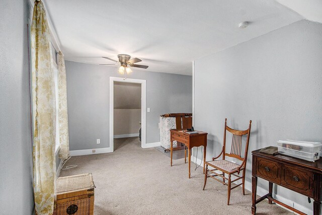 10933 Portage Rd, Portage, MI 49002 - sitting room featuring ceiling fan, carpet, and baseboards